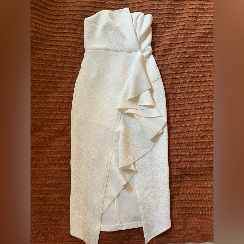 Hello Molly white strapless midi dress